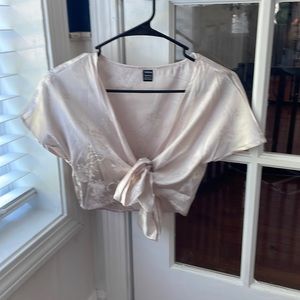 ROSE GOLD SHEIN TIE SHIRT